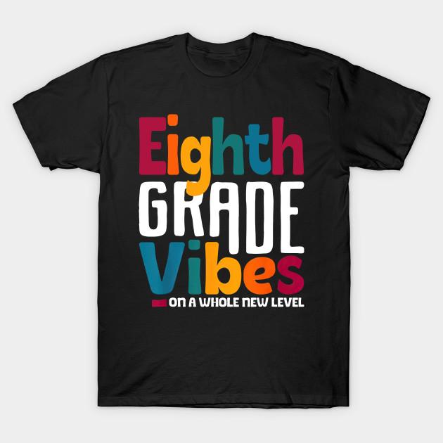 

Men Black Print T-shirt Eighth Grade Vibes On A Whole New Level Back To School No-Cut Transfer Paper Print Cotton Tshirt S чорний