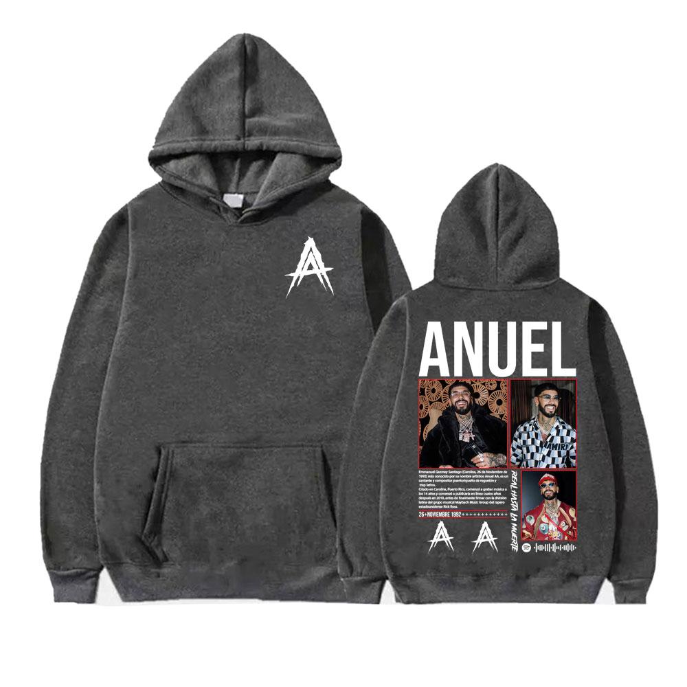 Anuel AA Real Hasta La Muerte 2025 World Tour Hoodies Men's Clothing Harajuku Hip Hop Sweatshirts Casual High Quality Pullovers