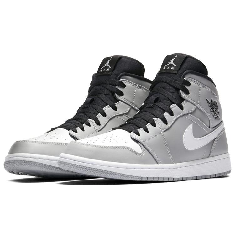 Air Jordan 1 Mid 'Wolf Grey' (Unisex) Wolf Grey / White-Black Vintage Basketball Shoes 554724 046