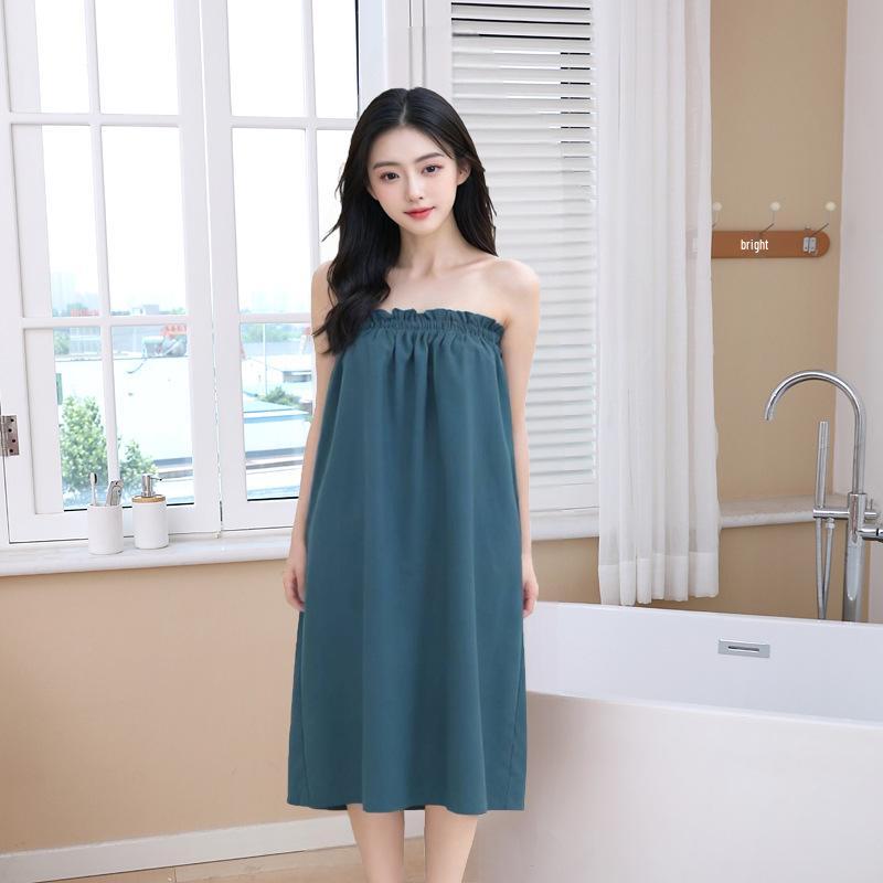 Summer Strapless Quick-Dry Bathrobe for Women - Lightweight, Absorbent Water-Washed Cotton for Home or Salon Use