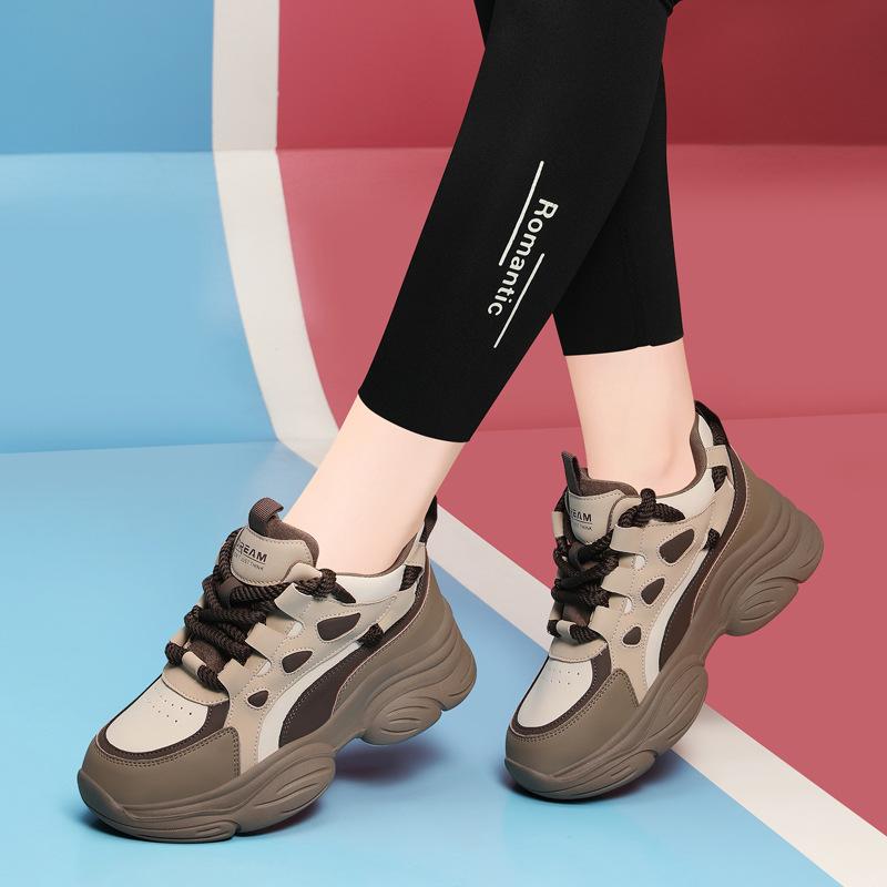 Dad Shoes für Damen Frühling und Herbst Neue Sportschuhe Dicke Sohle Höhensteigernd Vielseitige Damen Freizeitschuhe für Damen 40 black