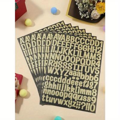 Autocolante cu Litere Aurii Strălucitoare, Autocolante cu Litere și Cifre din Alfabet pentru Cadou de Crăciun, Meșteșuguri DIY, Scrapbooking, Plicuri, Felicitări