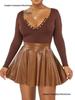 Women's Sexy Solid Color PU Mini A-line Skirt