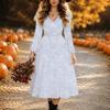 Halloween Women's Vintage Pattern Print Midi Dress A Line Dress Vacation Casual Daily Regular Fit  Long Sleeve V Neck Black  Spring Fall