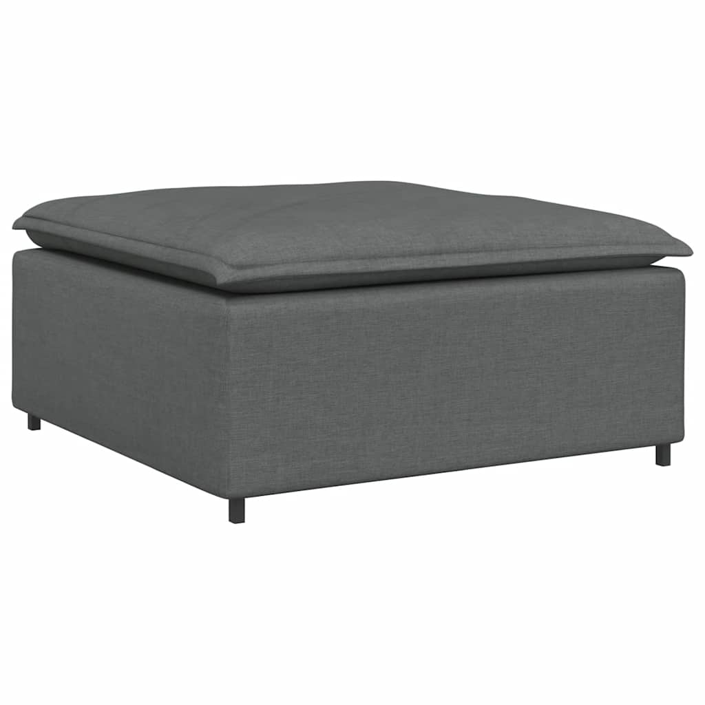 Modular Sofa with Footstool and Cushions Fabric Dark Grey