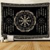 STCREE Large 80x60inches Soft Flannel Tapestry, Vegvsir Symbol Amulet Celtic Rune Scandinavian Aesthetic Mythology Tapestry Wall Hanging for Bedroom L