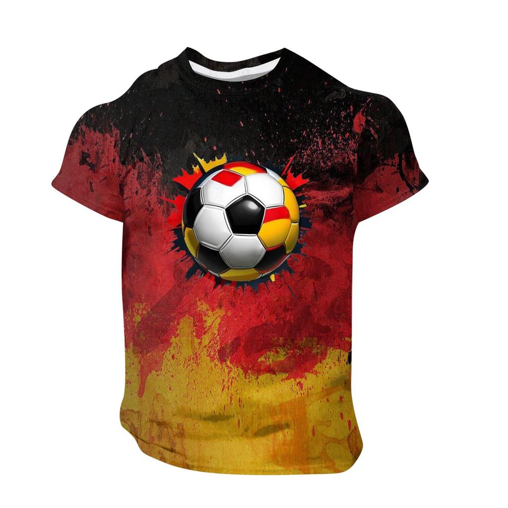 Men's Short Sleeve Crew Neck T Shirt with Soccer Ball Graphic Print Casual Regular Fit Comfortable Top for Daily Wear