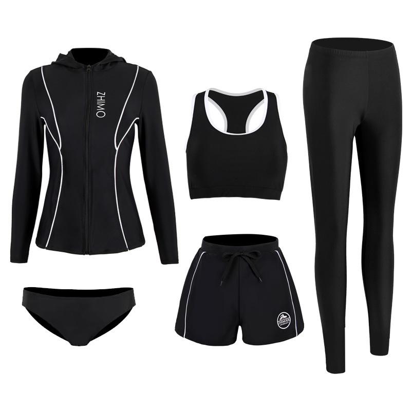 Couple's Long Sleeve Split Hoodie Swimsuit: Women's Sun Protection Surf Suit & Men's Beach Swimwear