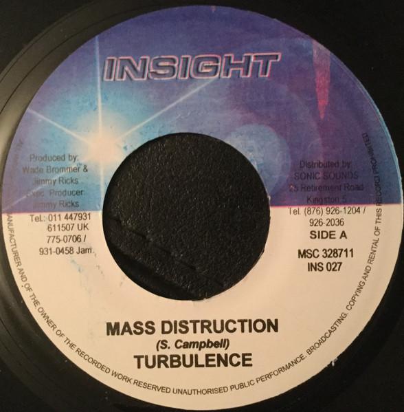 

7inch Record TURBULENCE Mass Distruction INS027 Insight Jamaica Reggae Ska Dub Used