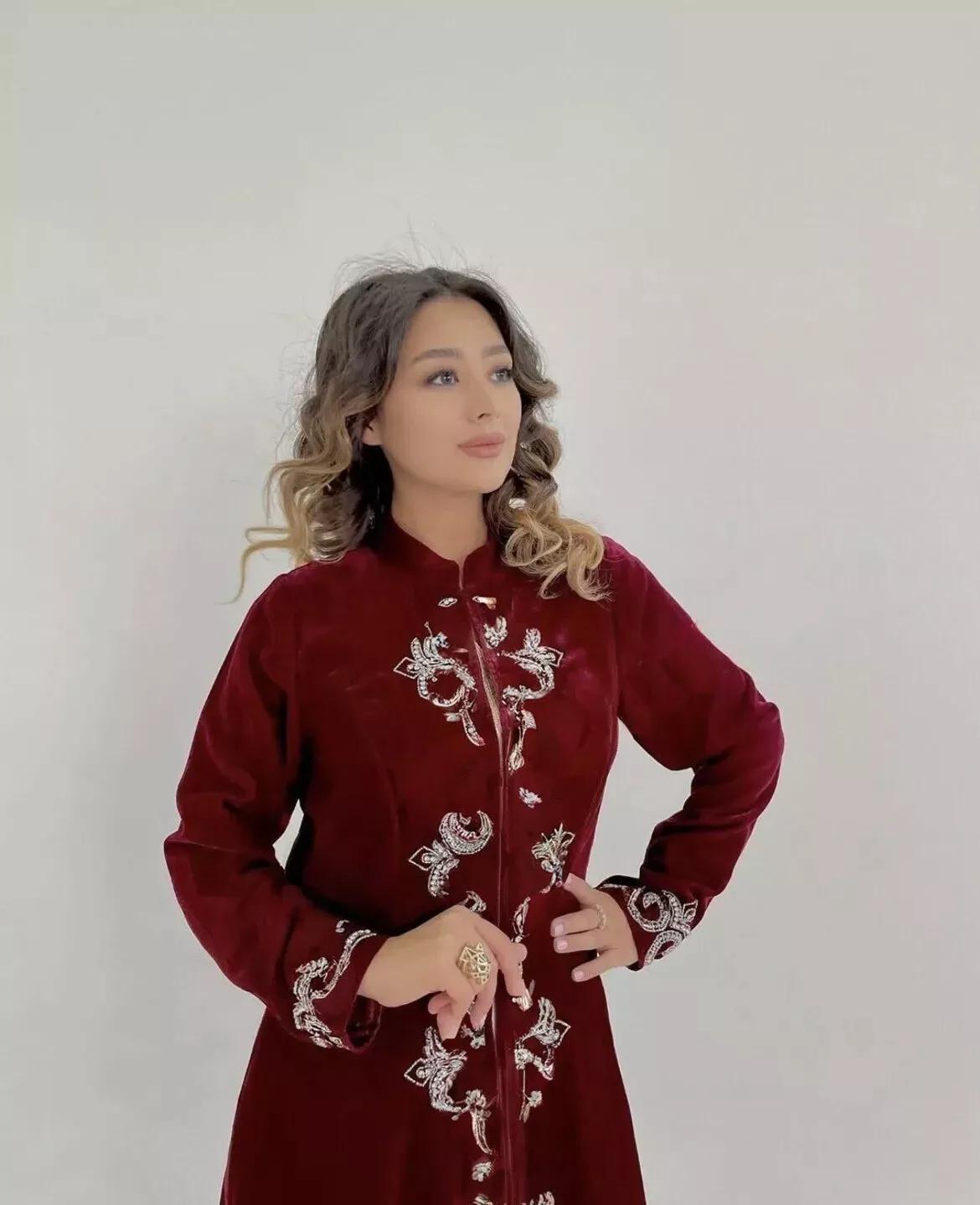 

Платье ручной работы Стильное длинное исламское платье Фараша Кафтан Абая Дубай Марокканский FREE SIZE малиновый