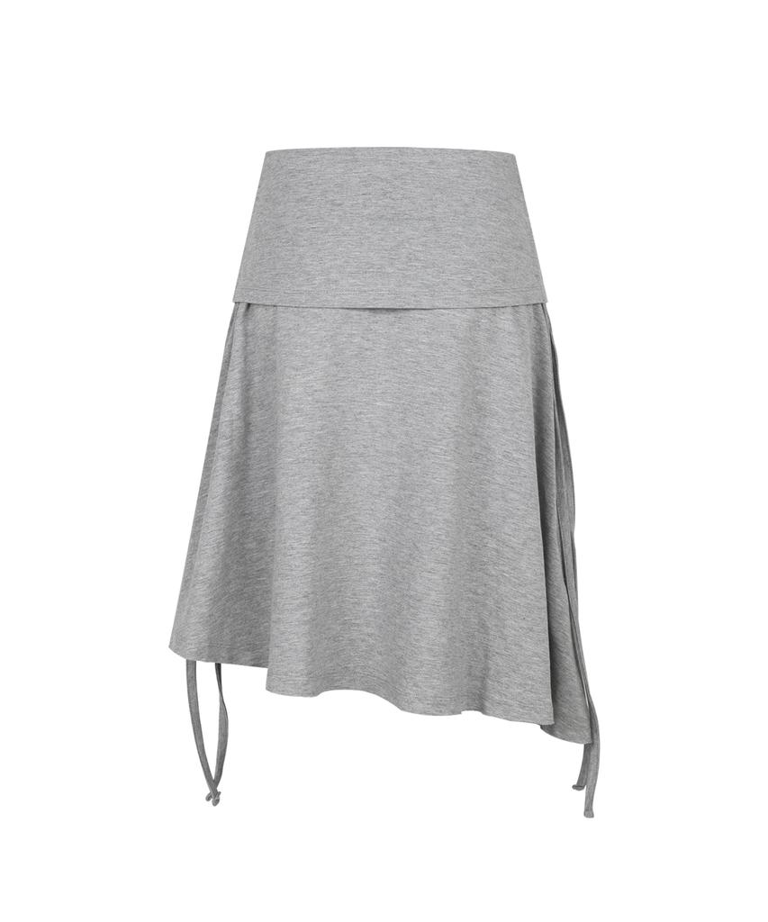 Saendeulig Unbalanced String Midi Skirt_Melange Gray