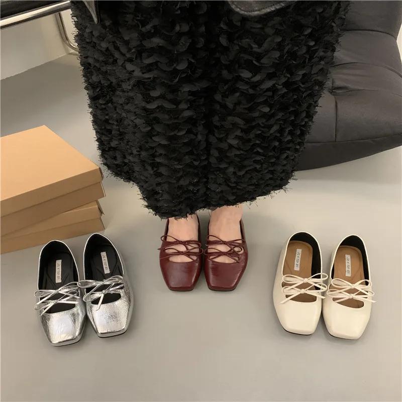 Fashion Luxury Designer Casual Women Mary Janes Shoe Elegant Female Footwear Ballet Flats Round Toe Dress Ballerinas Women Lolita Shoes