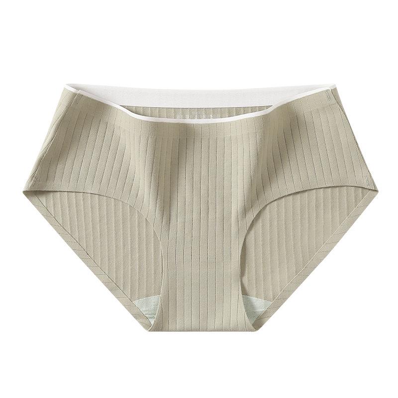 Women's Pure Cotton Mid-Waist Antibacterial Triangle Panties - Seamless Mugwort Underwear