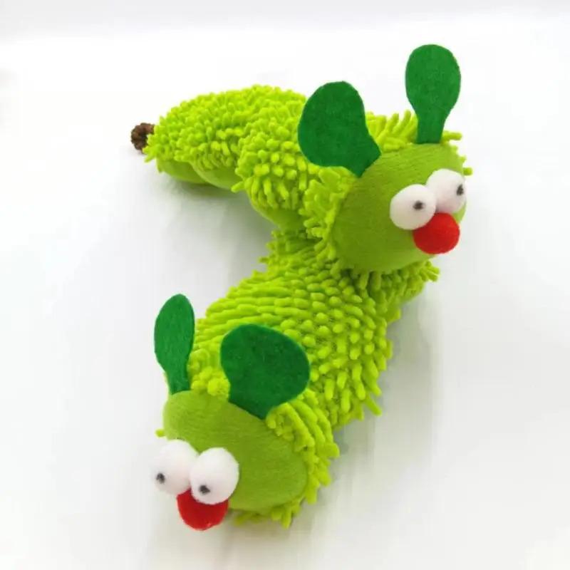 Caterpillar Plush Cat Chew Toys Catnip Molar Cat Teaser Interaction Toy Clean Mouth Resistant Cat Chew Stress Relieving Pet Toys