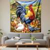 Colorful Rooster with Hens and Eggs Patterned Tapestry Decorative Wall Hanging, Home Bedroom Living Room Decor