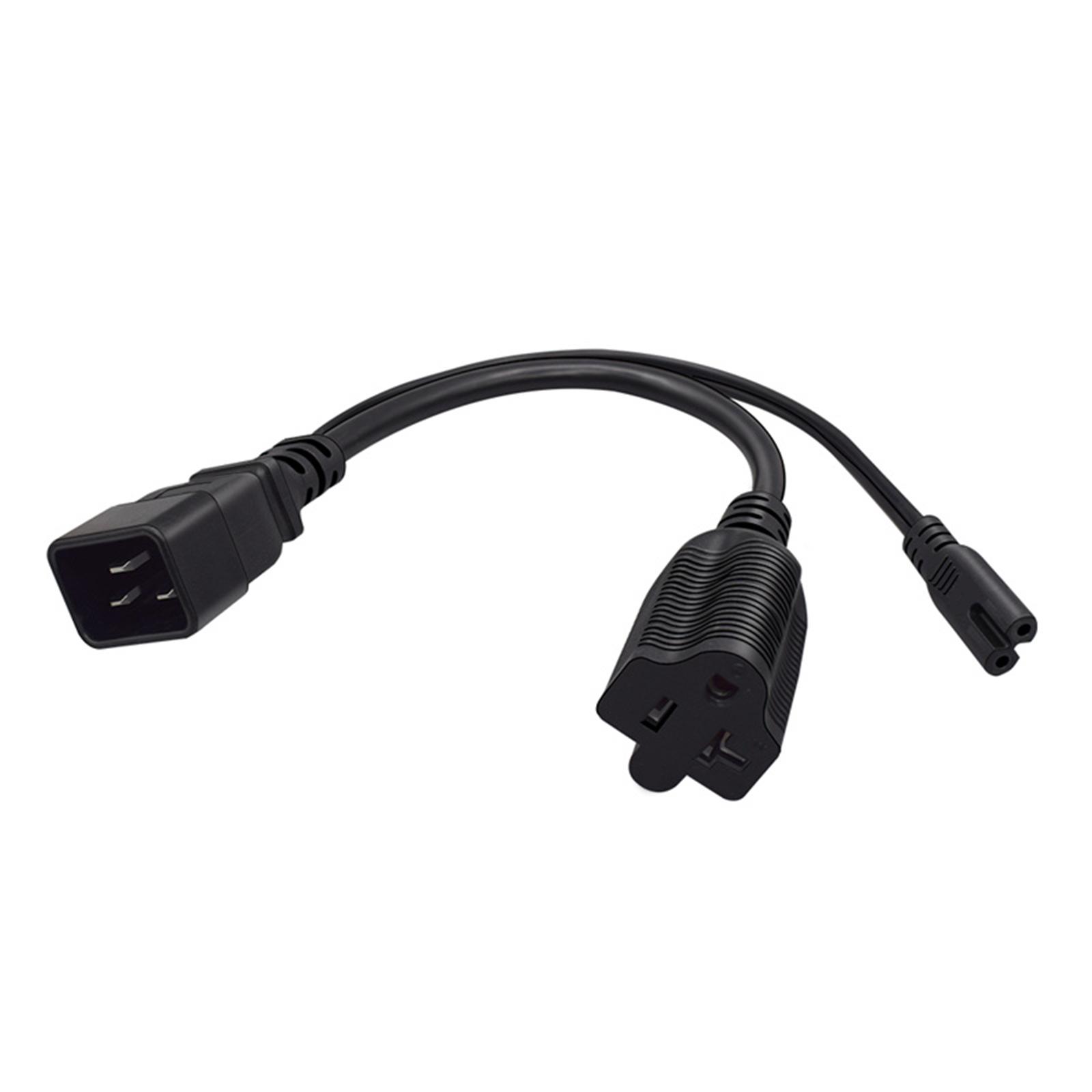 

IEC320 C20 to 5-20R+IEC320 C7 Power Adapter Cable Male to Female Connectors Cord Conversion Wire Line Black