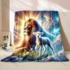 1PC The Lion and The Lamb Blanket Warm Soft Fluffy Kids Adult Luxury Gifts for Sofa Bed Home Outdoor Travel Camping Blanket