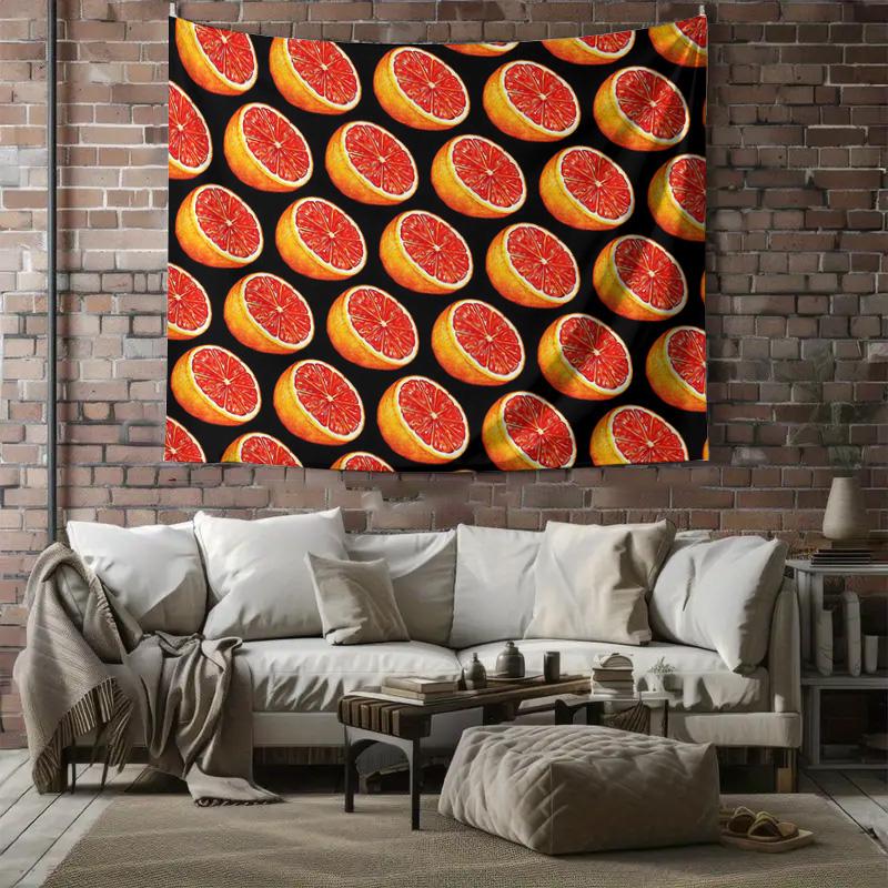 Arazzo senza cornice a buccia d'arancia Appeso a parete di frutta Decorazione cucina Estetica Tropicale Cottagecore Arte Vibrante Divisorio stanza Decorazione dormitorio