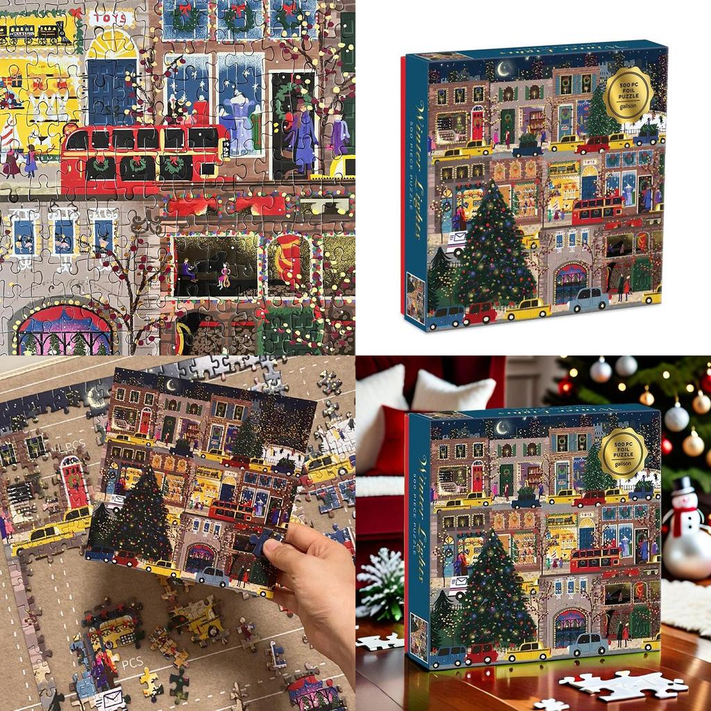 Winterliches Weihnachtliches Straßenbild Muster Puzzle Spielzeug Für Erwachsene Und Zum Stressabbau
