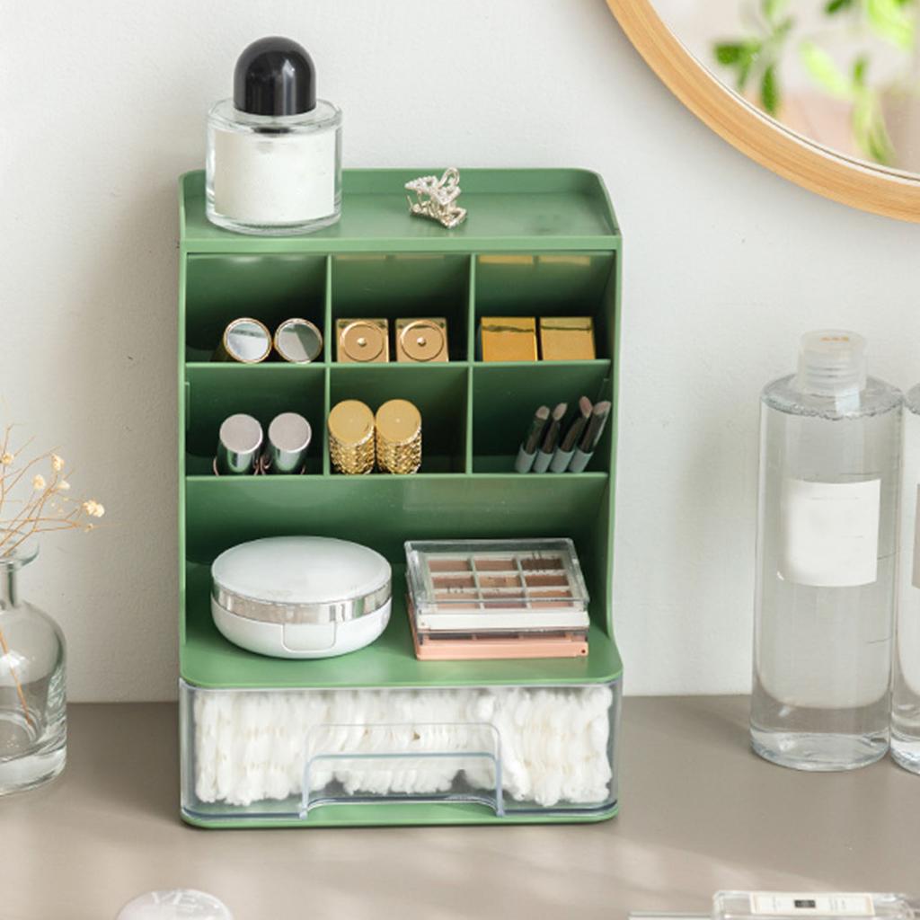 Desktop Storage Box Multi Compartments Pencil Sundry Holder with Drawer Plastic Stationery