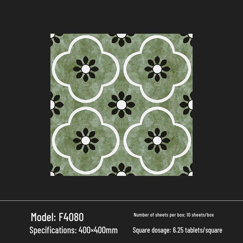 400x400 Zelená francouzská retro dlaždice s malým květinovým vzorem pro kuchyň, koupelnu, balkon a podlahu