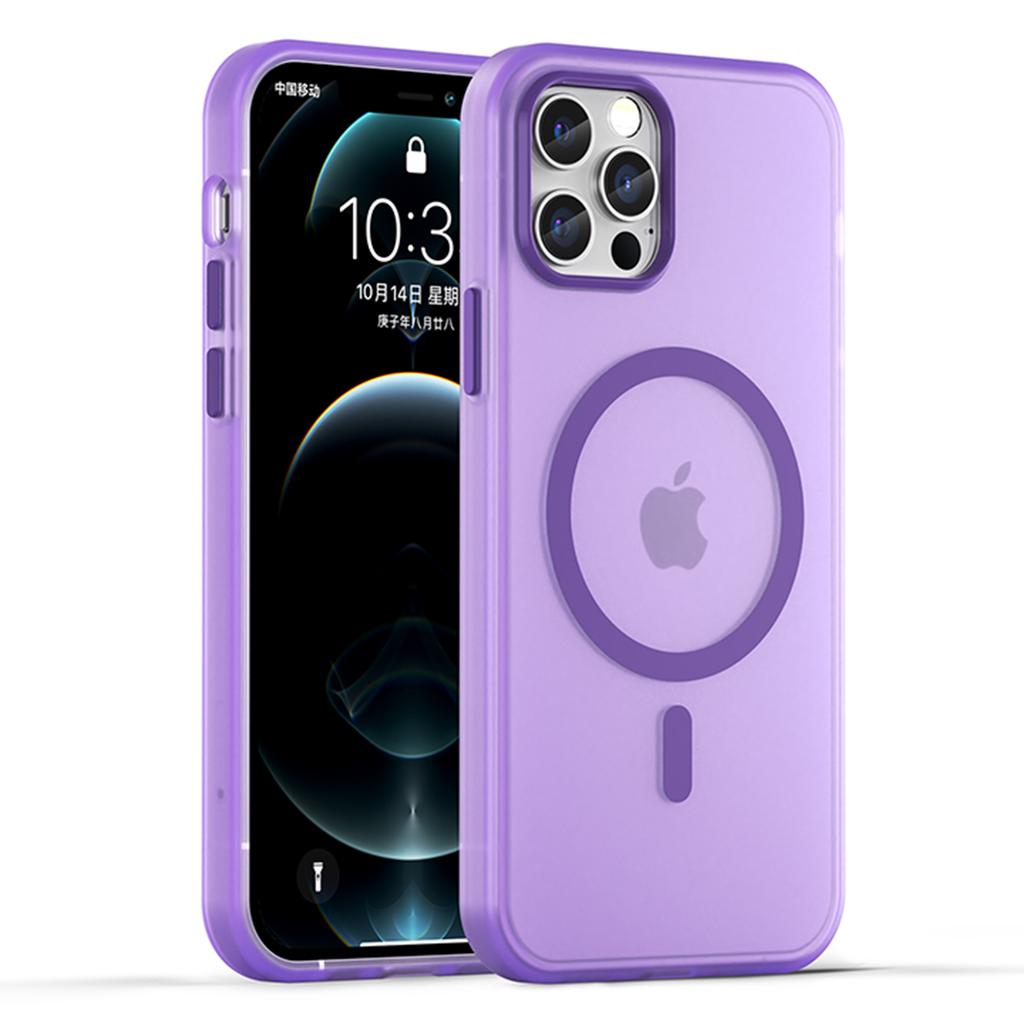 For iPhone 12 Pro Max 6.7 Inch Magnetic Case Translucent Matte TPU+PC Phone Cover Compatible with MagSafe