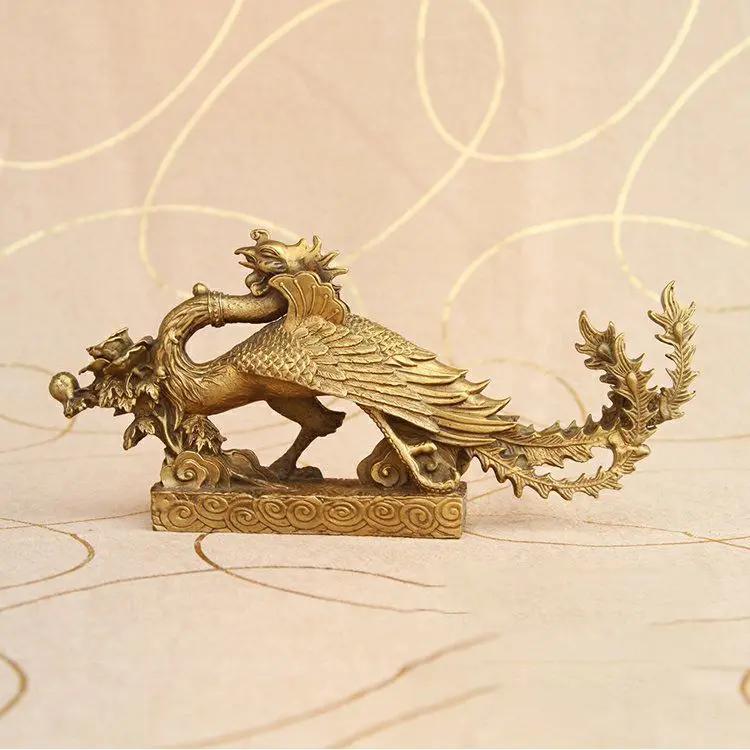 

Чистая медь мифическое животное Феникс украшение для дома Дракон и Феникс могут принести удачу, украшение фэн-шуй 24 4 11 светло-серый