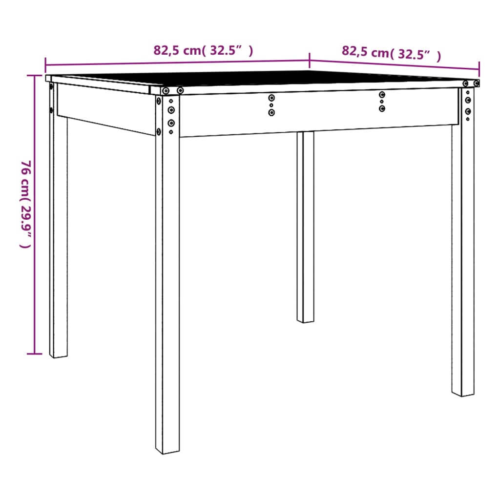 Vidaxl Stolik Ogrodowy, Szary, 82,5X82,5X76 Cm, Lite Drewno Sosnowe
