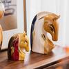 Painted Ceramic Horse Gold Plated Animal Artwork Statue Desk Decoration Ornaments Colorful Horse Sculpture Room Aesthetics Decor