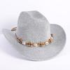 Popular European and American Classic Western Denim Straw Hat, Men's and Women's Fashion Outdoor Sunscreen Sequined Straw Hat