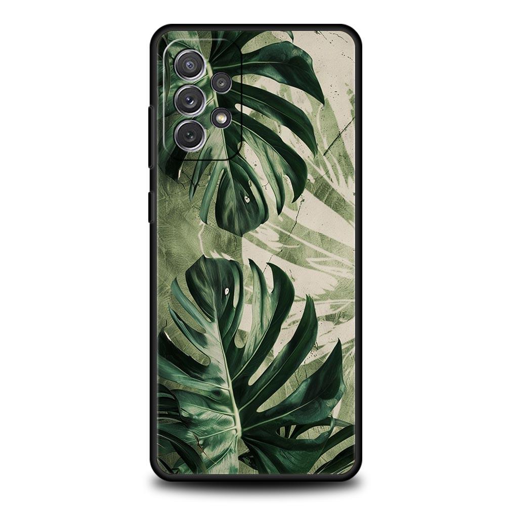 

Leaves Monstera Green Phone Case For Samsung A15 A13 A51 A71 A41 A31 A21S A03S A05 A35 A32 A55 A23 A25 A33 A53 A73 5G Cover Galaxy A53 5G