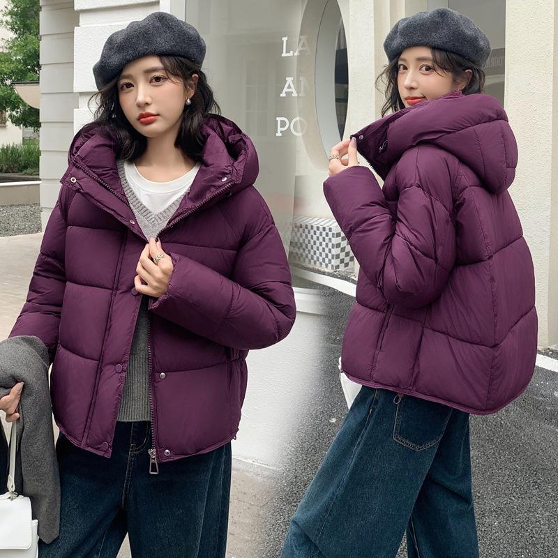 Soft Waxy Puffs Short Hooded Down Cotton Clothes Women's Winter New Loose and Thin Small Bread Clothes Trendy