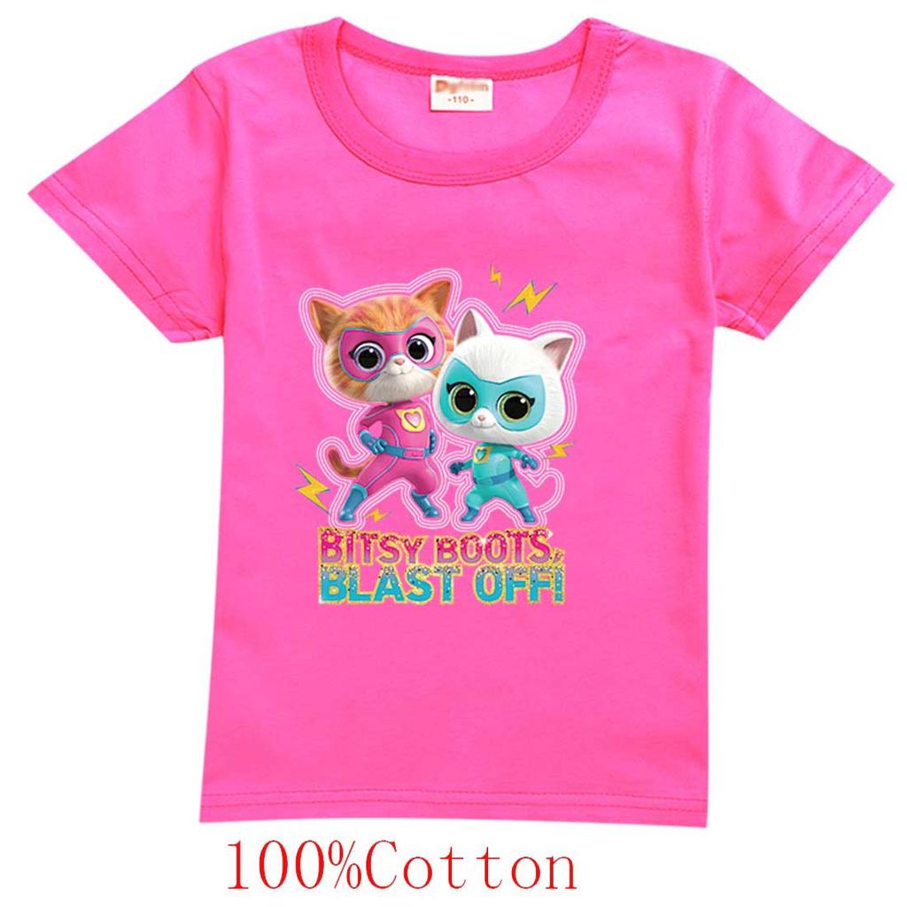 Game Super Cat Costume Kids SuperKitties T Shirt Baby Girls Summer Clothes Toddler Boys Cotton Tshirt Children Short Sleeve Tops