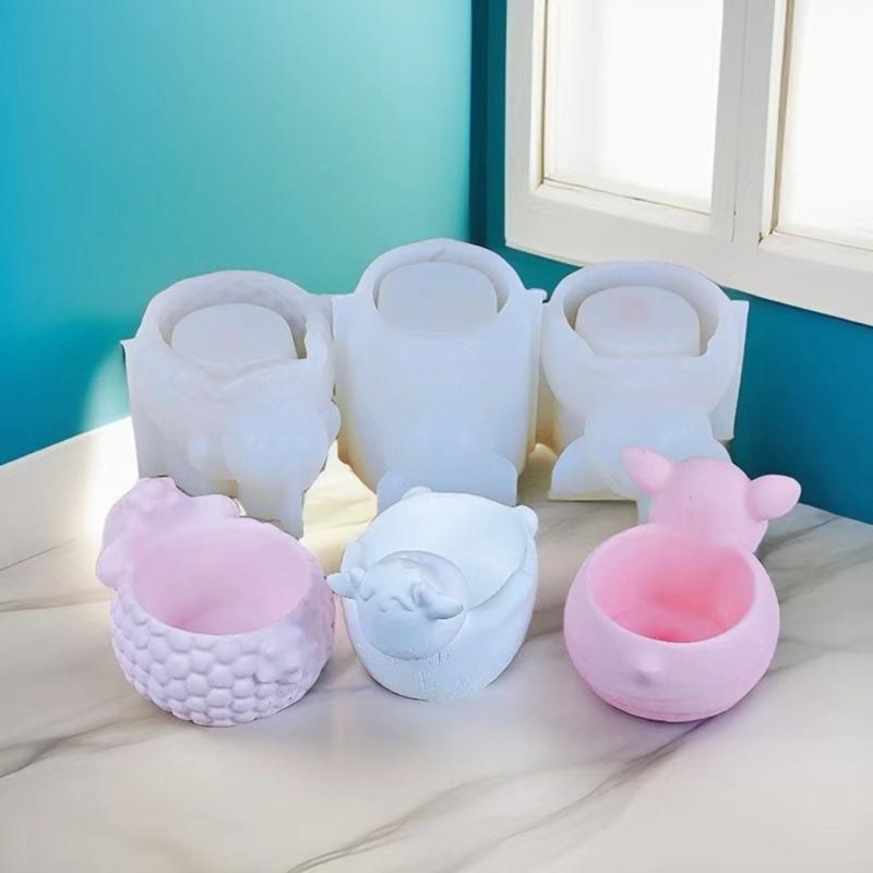 Silicone Craft Moulds Succulent Planter Mold Animal Shape Silicone Flowerpot Molds Suitable for Flowerpot Candle Holders