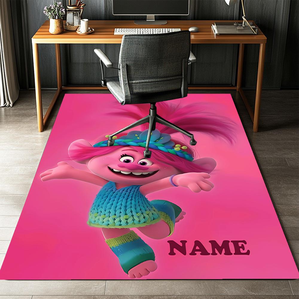 Custom Name Trolls Printed Carpet,Rug for Office Chair Living Room Bedroom Kitchen Room Decor Gifts.