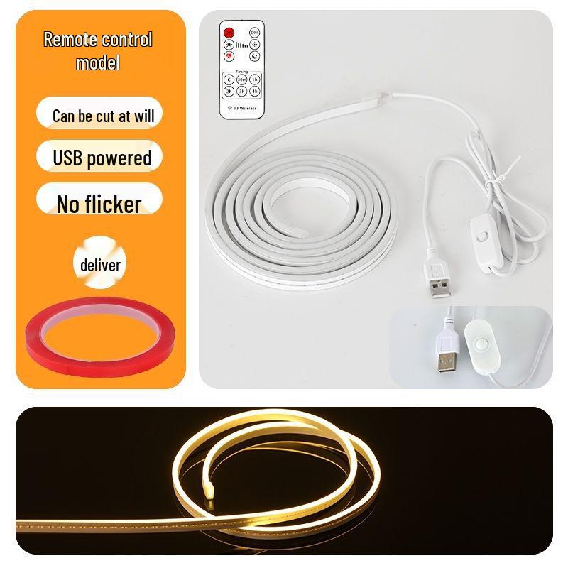 

USB LED Strip Light with Remote Control, Dimming, Timer, and Self-Adhesive for Bedroom or Dormitory Ambiance Warm light USB switch - Constant