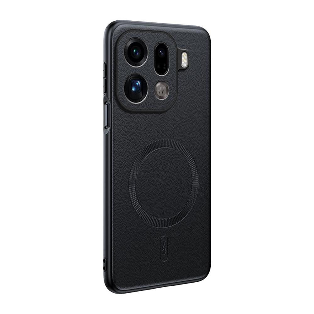 

For Oppo Find X9 Pro 5G Magnetic Case Leather Coated TPU + PC Phone Cover