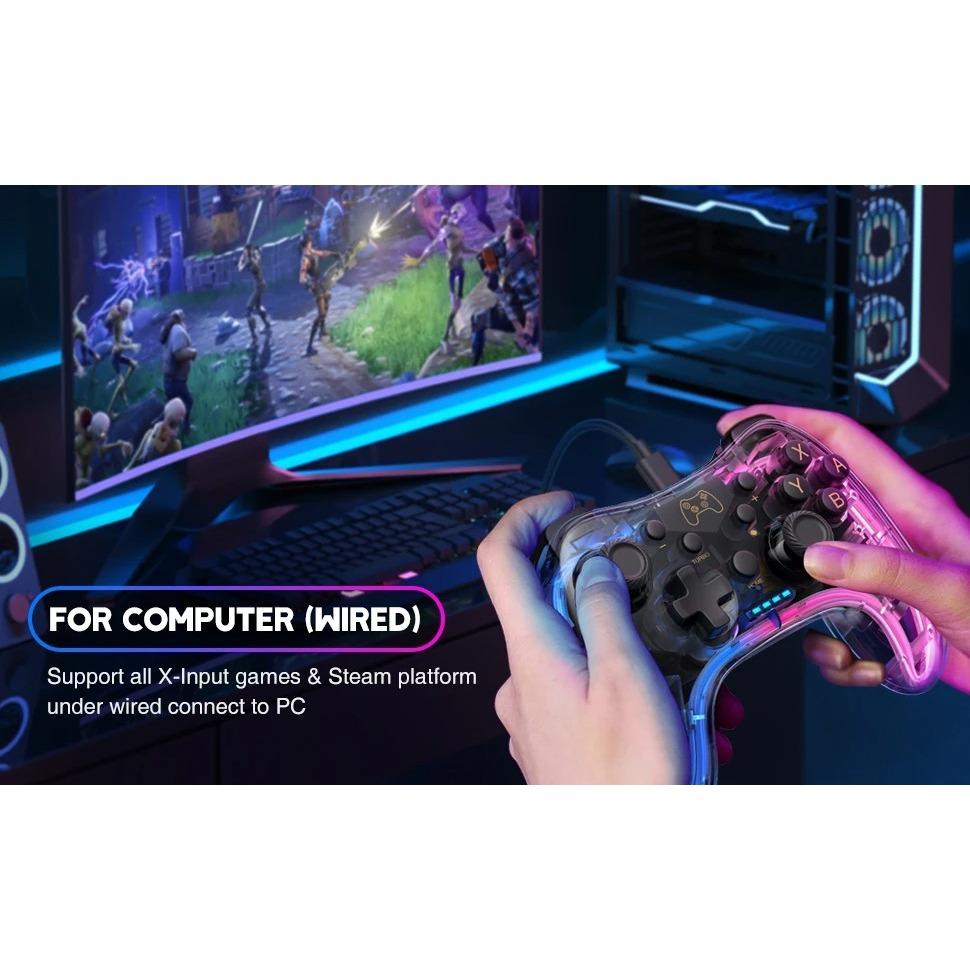 Switch / Switch Pro Controller Compatible with Switch / OLED / Lite, Pro Controller Switch with LED Lights, 6 Gyro Axis, Turbo and Dual Vibration