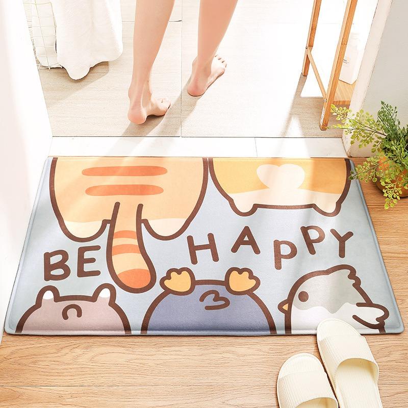 Rabbit Welcome Mat for Front Door Outdoor Entry Print Doormat Non Slip Kitchen Bedroom Footpad Home Indoor Decor Funny Kid Rug