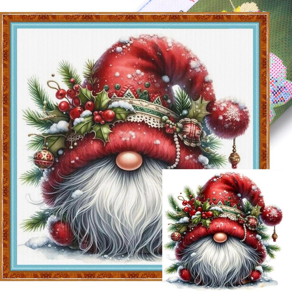 Christmas Printed Cross Stitch Kit 40x40cm DIY 11CT Embroidery Craft Set Decor