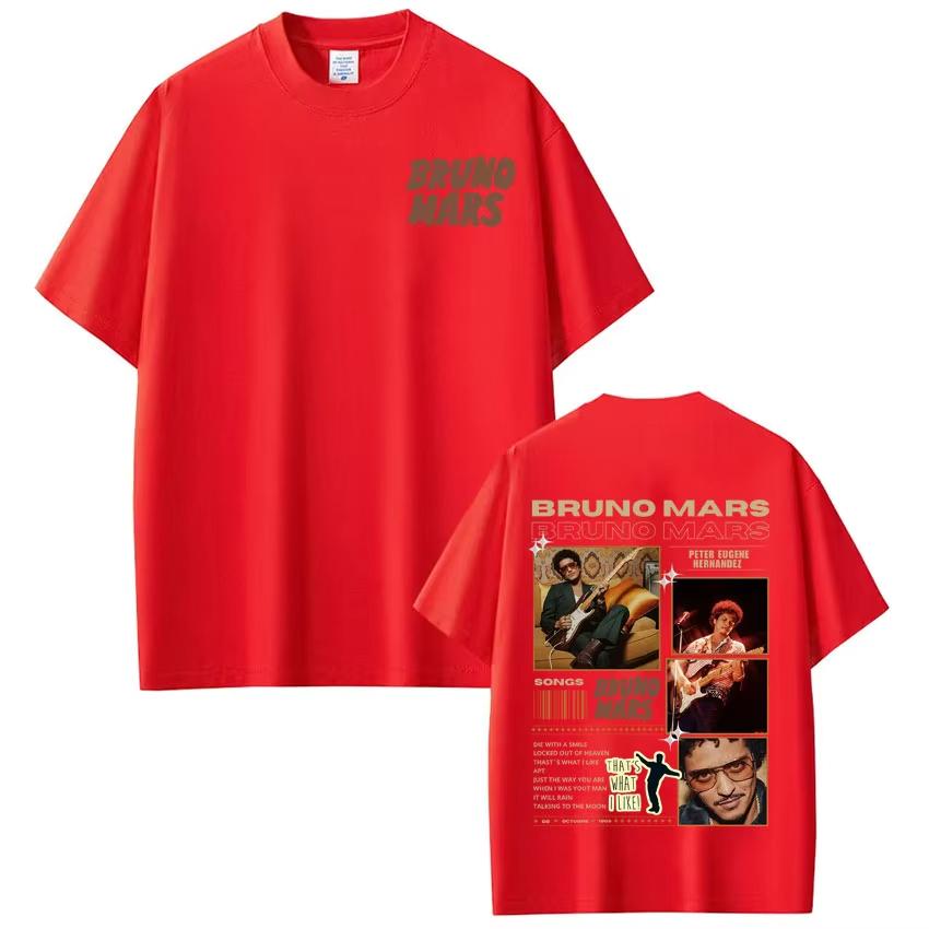 Singer Bruno Mars New Album Tour 2026 Graphics Tee Shirt Men Women Casual Harajuku Short Sleeve Top Hiphop Streetwear
