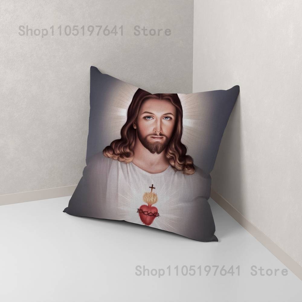 Jesus Pillow Case For Sofa Decor Car Office Room Printing Cushion Cover Decorations and Protector