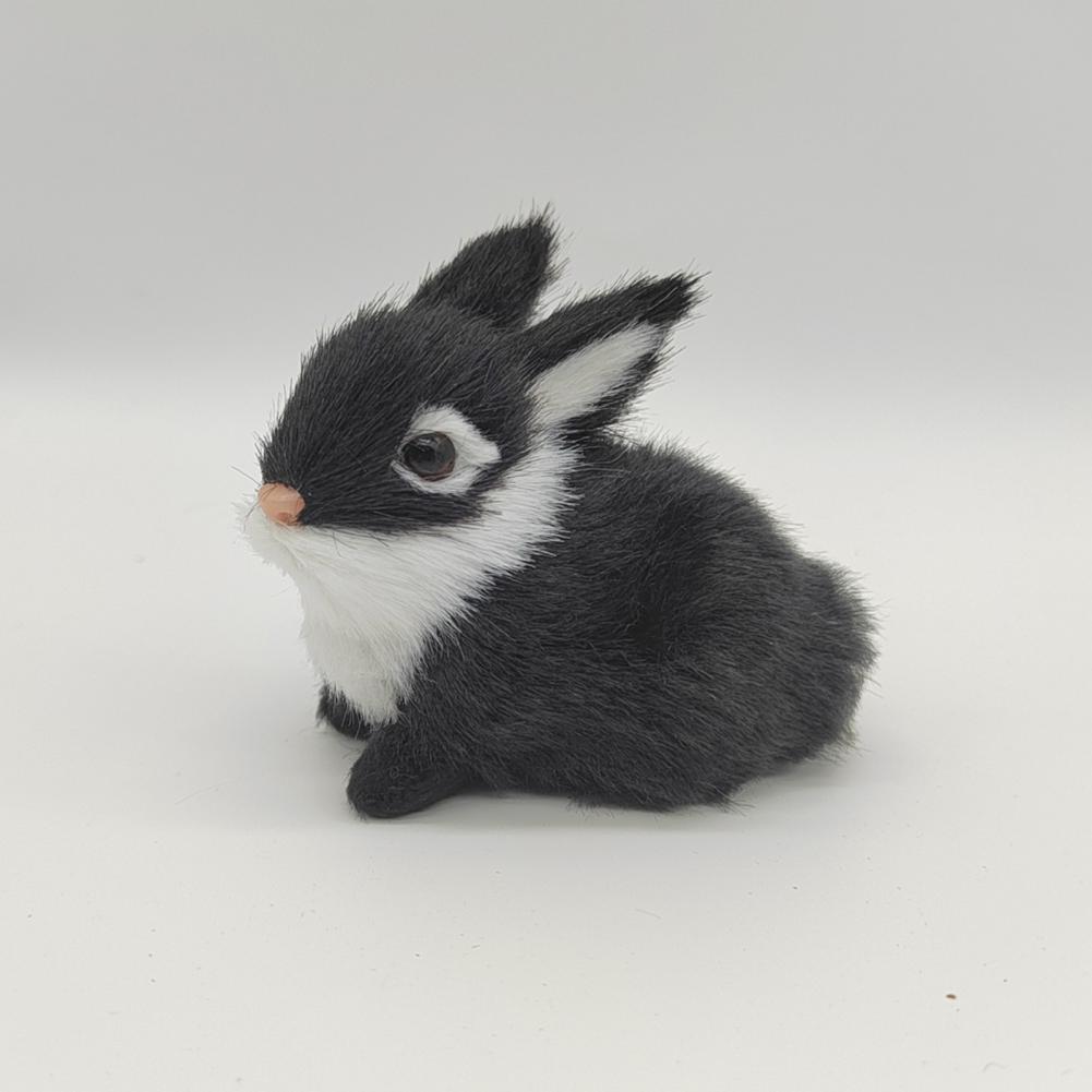 Small Bunny Ornament Faux Fur Rabbit Decoration Realistic Plush Rabbit Figurines for Easter Decor Bunny Models with for Home