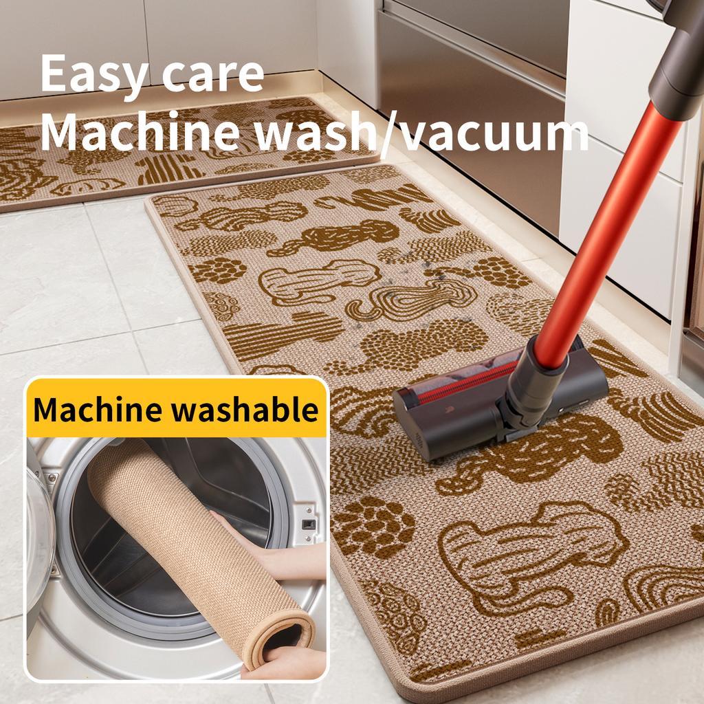 Non-Slip Kitchen Rug Super Absorbent, Woven Printed Stain-Resistant Floor Mat Doormat, Rubber Backing Long Mats for Kitchen