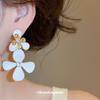 Fresh Summer Silver Needle with Diamonds, Dripping Oil Flower Stud Earrings, Sweet Vacation Style Earrings, New Earrings.