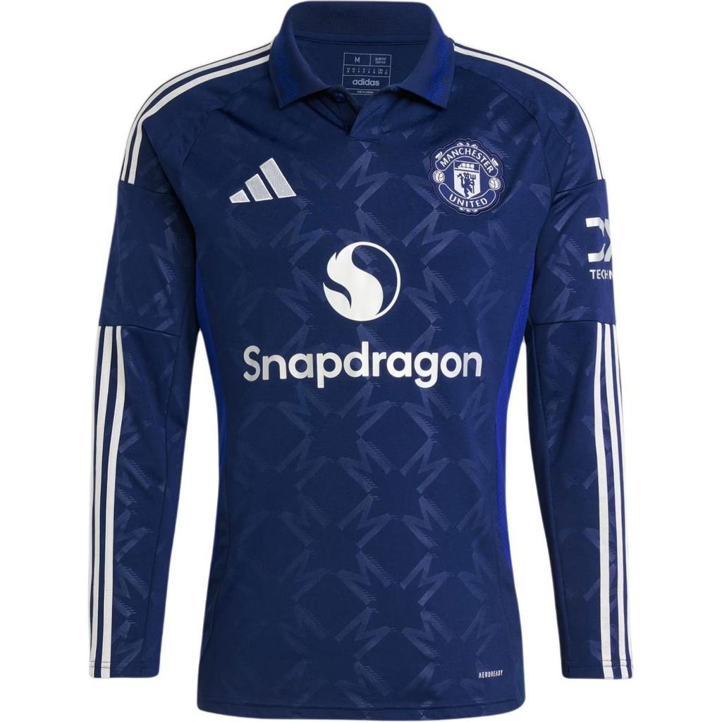 adidas Logo Striped Polo Neck Long Sleeve Polo Shirt Men Tops Blue IT1984