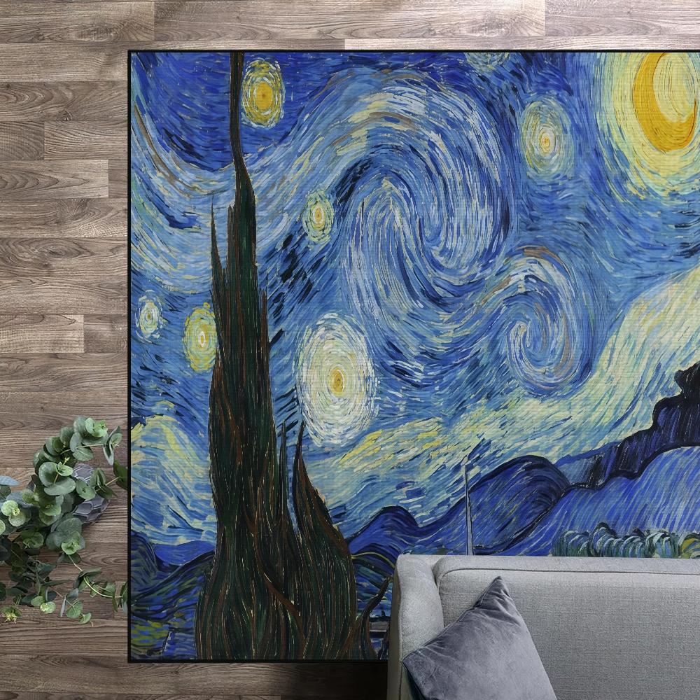 Art Van Gogh Paintings Carpet Bedside Kitchen Bath Living Home House Bedroom Floor Mat Doormat Rug Decoration