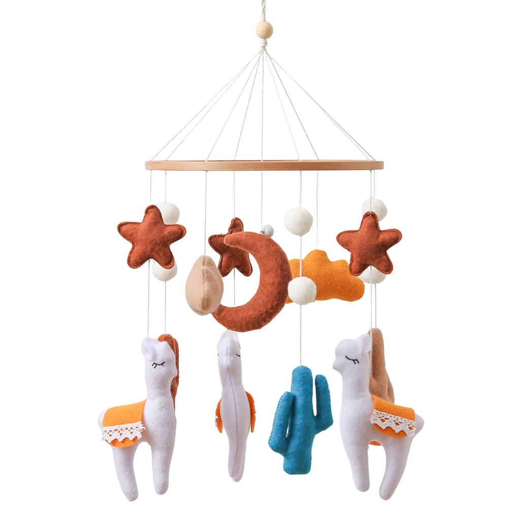 Felt Animal Crib Mobile Hanging Ornament, Baby Crib Stroller Hanging Toy, Hand-Eye Coordination Crib Bell