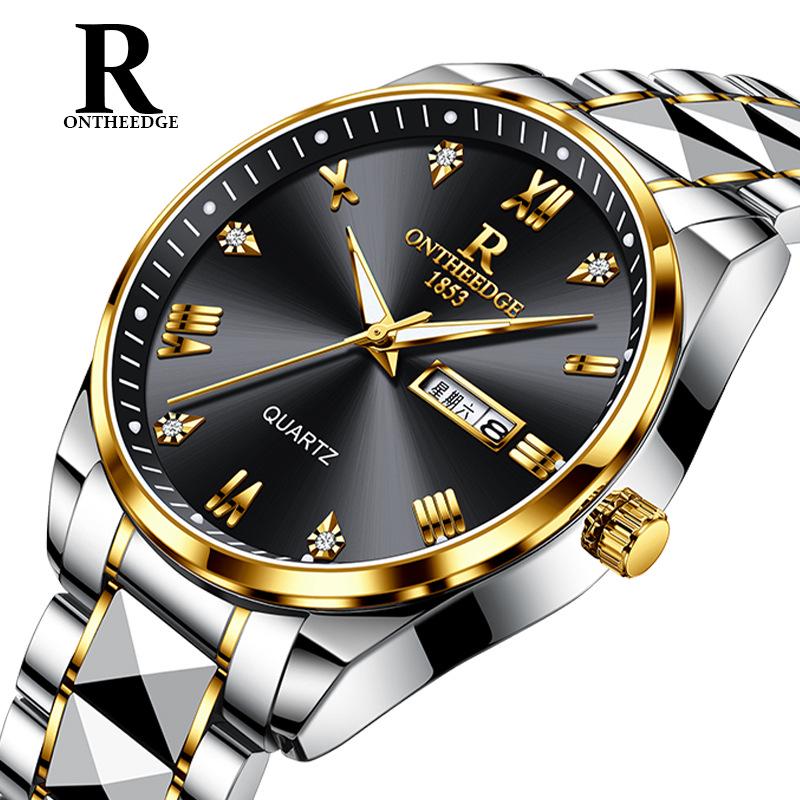 Bestseller Herren Quarz Wasserdicht Leuchtend Stahlband Armbanduhr