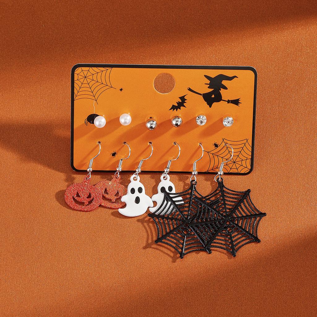 Heiß verkaufendes 6er-Pack Halloween Spinnennetz Kürbis Geist Ohrring-Set mit Festivalatmosphäre Set Ohrringe
